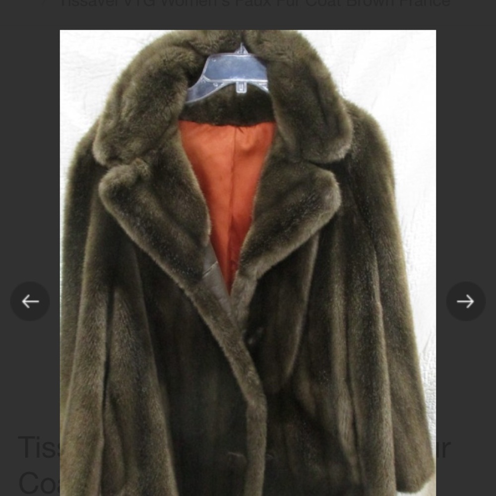 Vintage Tissavel of France Dark Brown Faux Fur Coat